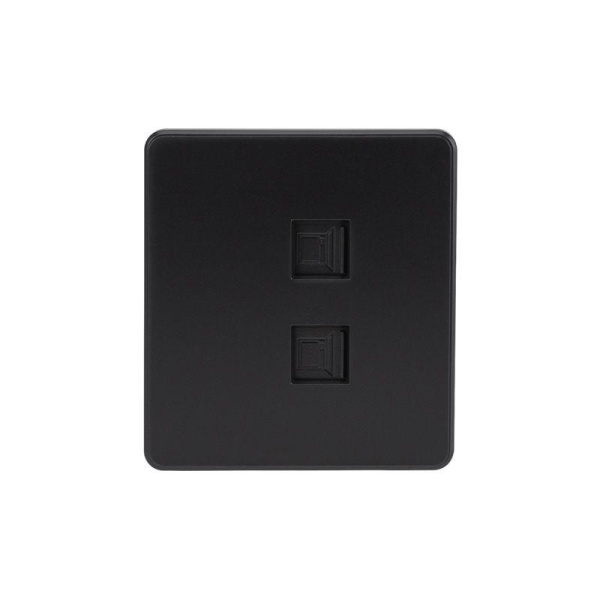 Розетка компьютерная 2-м СП ROUND RJ45 + RJ45 кат.6 IP20 оникс Kranz KR-78-0725-3