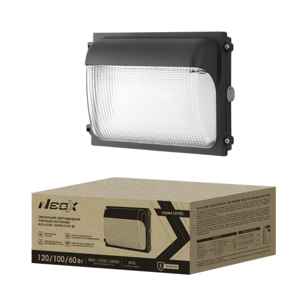 Светильник светодиодный WLS-LEVEL 120PA3-S-PC-BL 120/100/60Вт IP65 100-277В 145лм/Вт 3CCT уличный настен. 5лет NEOX 4690612066479