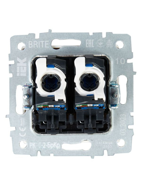 Розетка компьютерная двойн. СП RJ45 кат.5E BRITE РК10-2-БрКр механизм беж. IEK BR-K20-1-K10