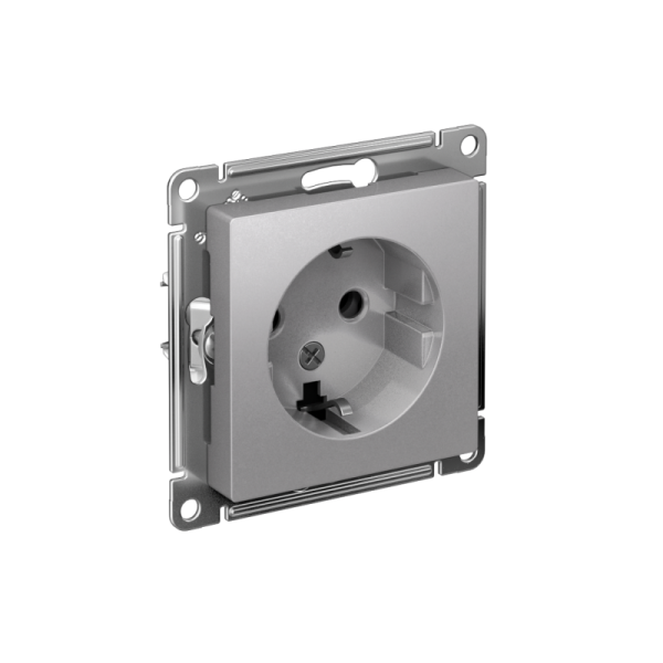 Розетка 1-м СП AtlasDesign 16А IP20 с заземл. механизм алюм. SE ATN000343