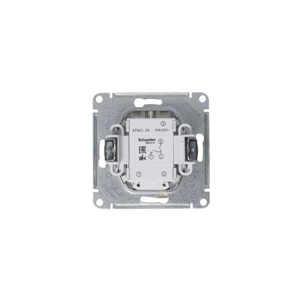 Выключатель 2-кл. СП AtlasDesign 10А IP20 (сх. 5а) 10AX с подсветкой механизм алюм. SE ATN000353