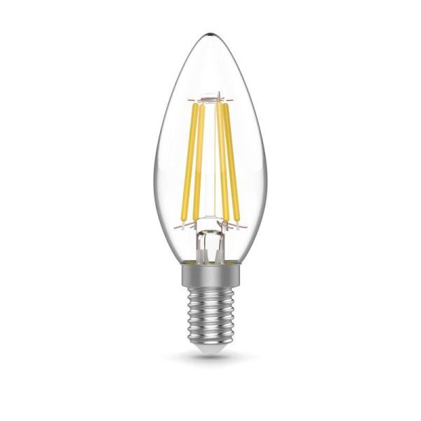 Лампа светодиодная филаментная Basic Filament 5.5Вт свеча 4100К Е14 530лм (уп.3шт) GAUSS 1031126T
