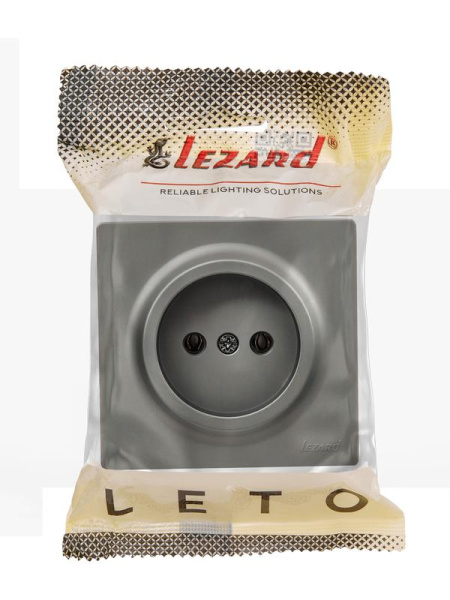 Розетка 1-м ОП LETO без заземл. ПБТ платина LEZARD 752-3500-121B