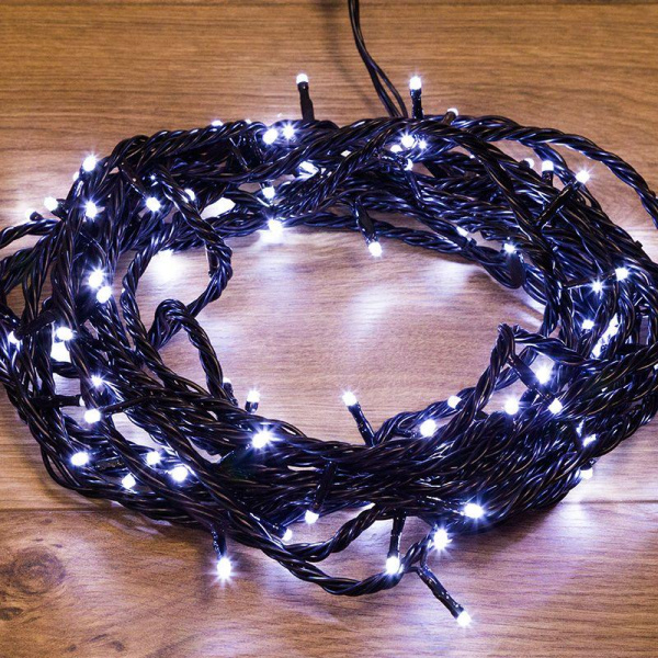 Гирлянда светодиодная управляемая"Нить" 20м 200LED бел. 20Вт 220-240В IP65 8 режимов провод ПВХ черн. (нужен контроллер 217-204) Neon-Night 303-145