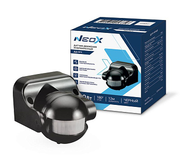Датчик движения инфракрасный ДД 09Ч 1200Вт 180град. 12м IP44 черн. NEOX 4690612053356