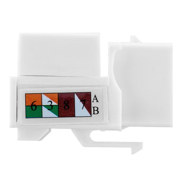 Модуль Keystone Jack RJ-45(8P8C) UTP неэкранир. кат.6 тип 90град. бел. PRO Rexant 02-0254