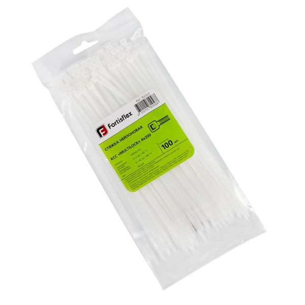 Хомут нейлоновый КСС MULTILOCK 4х200 бел. (уп.100шт) Fortisflex 102302