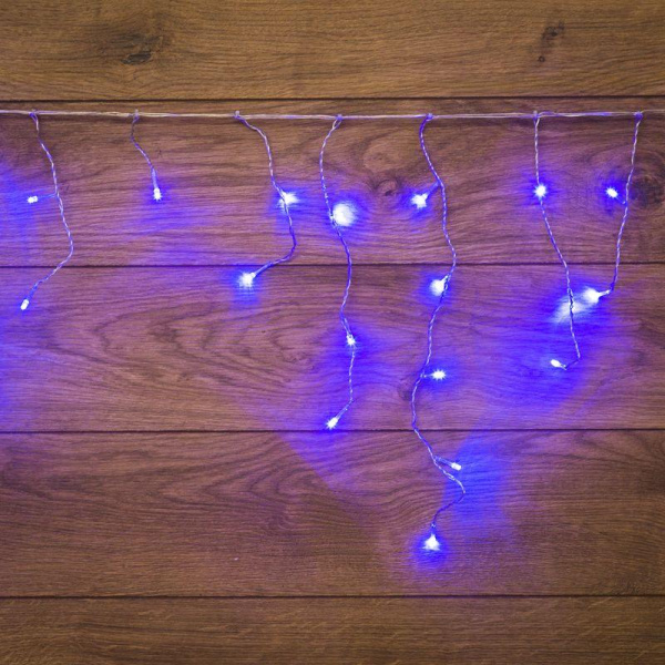 Гирлянда светодиодная "Айсикл" (бахрома) 1.8х0.5м 48LED син. 4.1Вт 230В IP20 провод прозр. Neon-Night 255-013