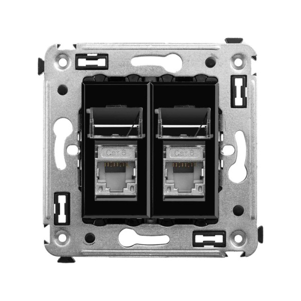 Розетка компьютерная 2-м СП Avanti "Черный квадрат" RJ45 кат.6 экранир. DKC 4402394