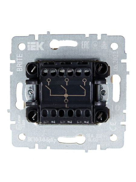 Выключатель 3-кл. СП BRITE ВС10-3-0-БрКр 10А механизм беж. IEK BR-V30-0-10-K10
