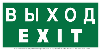 Знак безопасности NPU-3015.E24"Выход-EXIT" Белый свет a25513