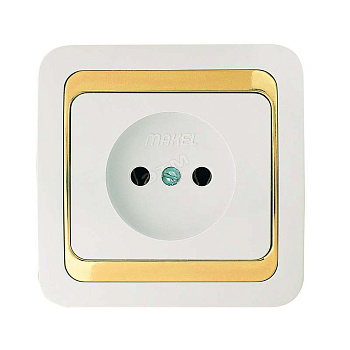 Розетка 1-м СП Mimoza 16А IP20 без заземл. бел./зол. Makel 12202