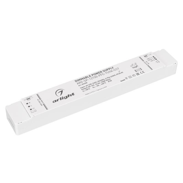 Блок питания ARV-SP-12150-PFC-TUYA-CCT 12В 12.5А 150Вт WiFi 2.4G IP20 пластик Arlight 052988