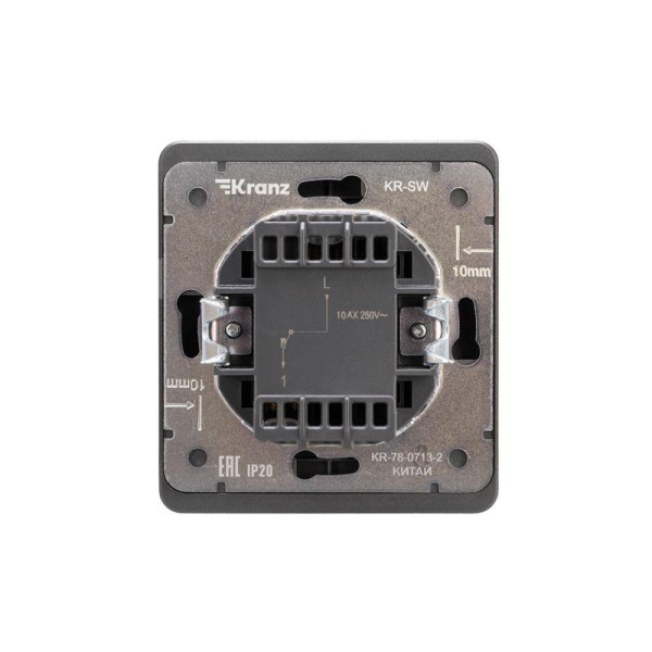Выключатель 1-кл. СП ROUND MIELE 10А с подсветкой титан Kranz KR-78-0713-2