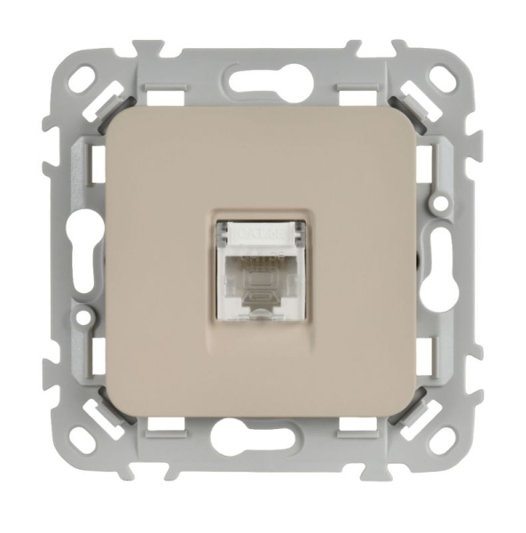 Розетка компьютерная СП FLITE РК5е-1-0-ФлЛ RJ45 кат.5E UTP механизм льняной IEK FI-K12-1-K88