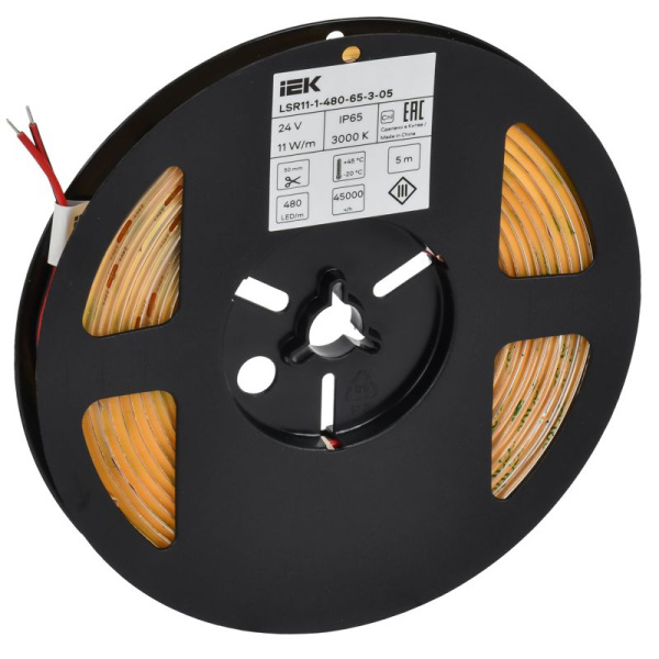 Лента LED COB-480LED 11Вт/м IP65 8мм 24В 3000К (уп.5м) IEK LSR11-1-480-65-3-05