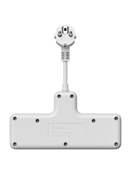 Удлинитель с сетевым фильтром 3х0.3м 10А 2USB + 1USBC 2500Вт ПВС 3х1 компакт бел. КОСМОС FRKsm0.3m-3g(W)USB
