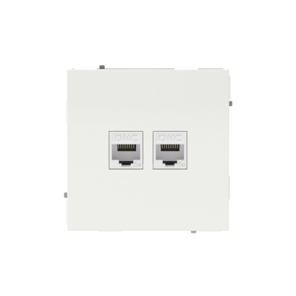 Розетка компьютерная 2-м KANT RJ45 кат.5E без шторки бел. магнолия DKC 7000664