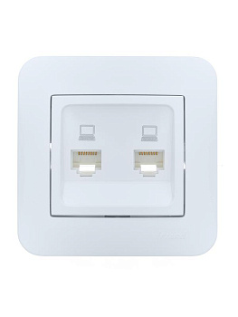 Розетка компьютерная 2-м СП ASTI IP20 RJ45 в сборе бел. LEZARD 7081-0202-141