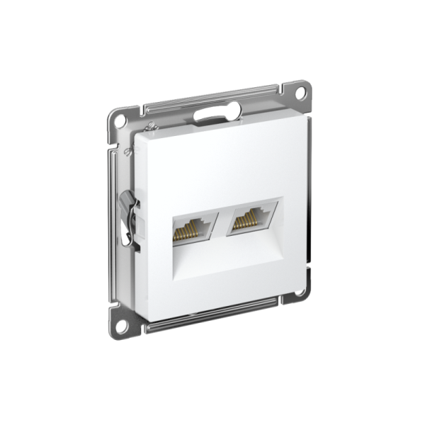Розетка компьютерная 2-м AtlasDesign RJ45 кат.6A механизм бел. SE ATN000188