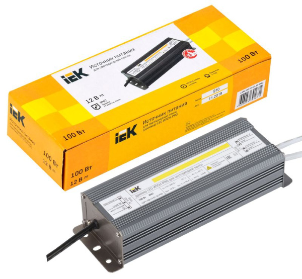 Драйвер LED ИПСН-PRO 5050 100Вт 12В блок-шнуры IP67 IEK LSP1-100-12-67-33-PRO