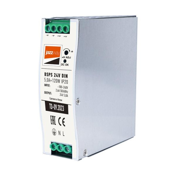 Блок питания для светодиод. ленты BSPS DIN 24В 5.0А 120Вт IP20 AL JazzWay 5050020