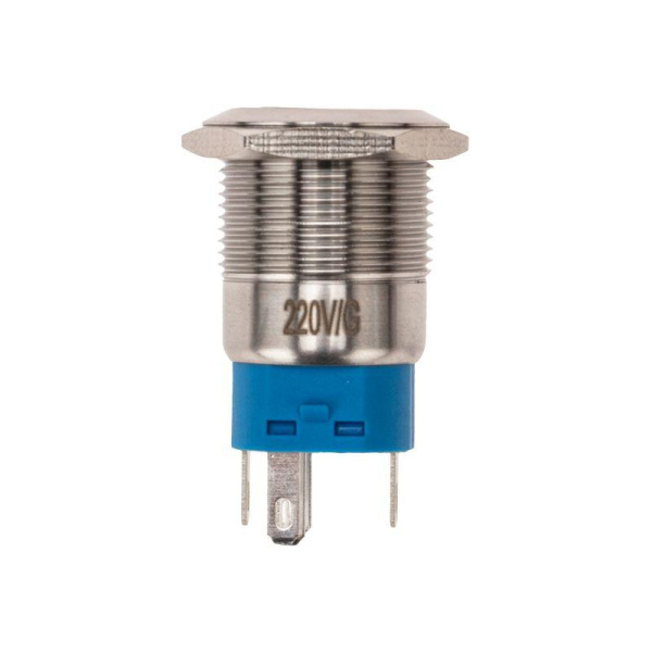 Кнопка антивандальная d19 250В Фикс (5с) ON-OFF/OFF-ON подсв/зел. Rexant 36-3443