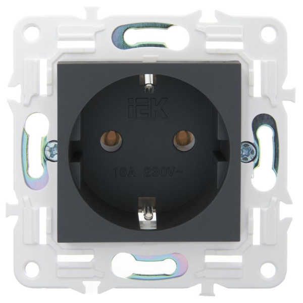Розетка SKANDY 16А с заземл. без защ. шторок SK-R05G графит IEK SK-R11-16-K53