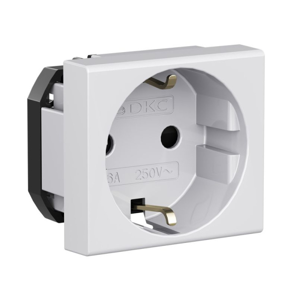 Розетка 1-м 2мод. Viva 16А IP20 2P+E с заземл. защ. шторки сер. DKC 45025