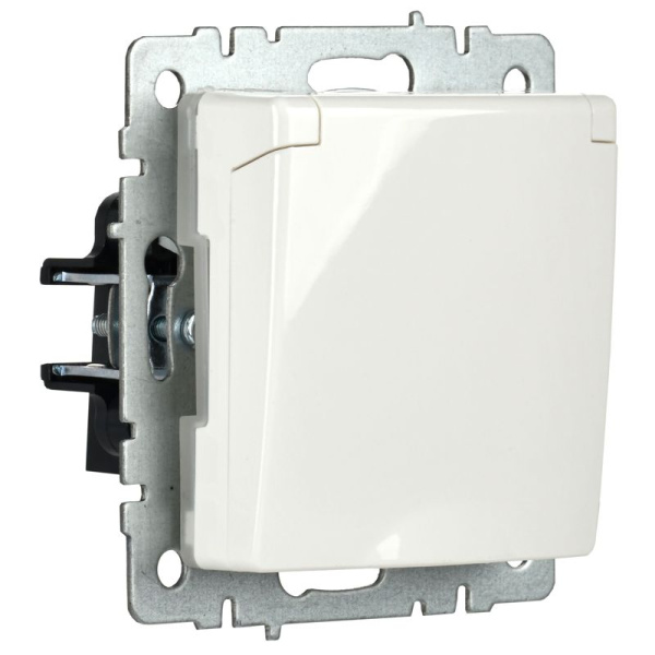 Розетка BRITE РСбш10-3-44-БрБ 16А IP44 с заземл. защ. шторки с крышкой механизм бел. IEK BR-R16-16-44-K01