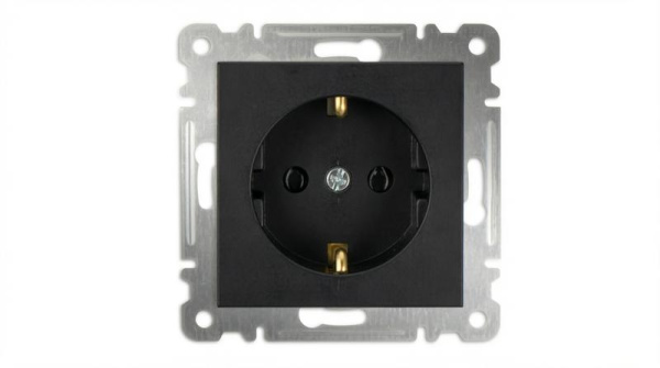 Розетка 1-м с заземл. СП 16А IP20 250В механизм Karea черн. Makel 57054028