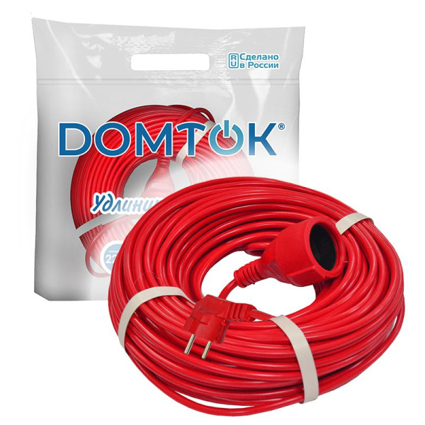 Удлинитель-шнур 1х40м с заземл. 10А IP20 2.2кВт ПВС 3х1 DOMTOK 2506