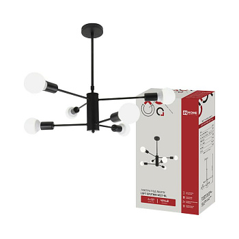 Светильник LOFT SPUTNIK-6E27-BL 6хE27 потолочн. под лампу; черн. IN HOME 4690612062686