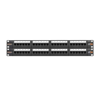 Патч-панель 19дюйм 2U кат.5E (класс D) неэкранир. 48 портов 100МГц RJ45 (8P8C) 110/KRONE T568A/B с органайзерами черн. NIKOMAX NMC-RP48UD2-2U-BK