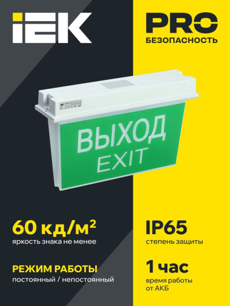 Светильник светодиодный ССА 5043-1 IP65 1ч 24м аварийный универс. подкл. IEK LSSA0-5043-1-65-K03