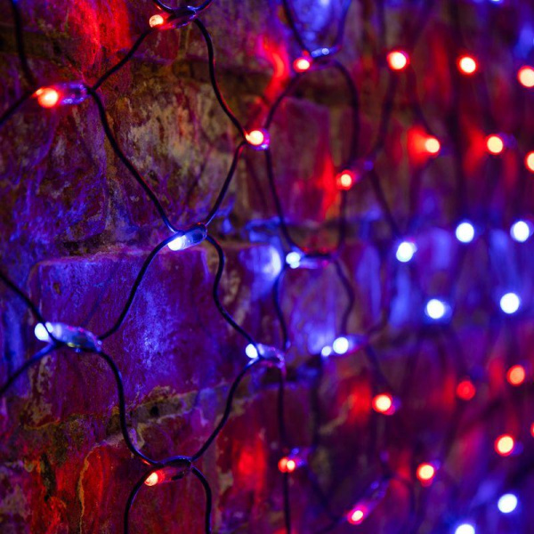 Гирлянда светодиодная "Сеть" 2.5х2.5м 432LED красн./син. 26Вт 220-240В IP65 провод ПВХ черн. Neon-Night 215-033