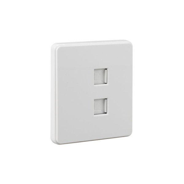 Розетка компьютерная 2-м СП ROUND RJ45 + RJ45 кат.6 IP20 перламутр Kranz KR-78-0725-1