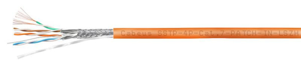 Кабель витая пара S/FTP кат.7 4х2х26AWG patch LSZH нг(А)-HF SSTP-4P-Cat.7-PATCH-IN-LSZH оранж. (уп.305м) Cabeus 7638c