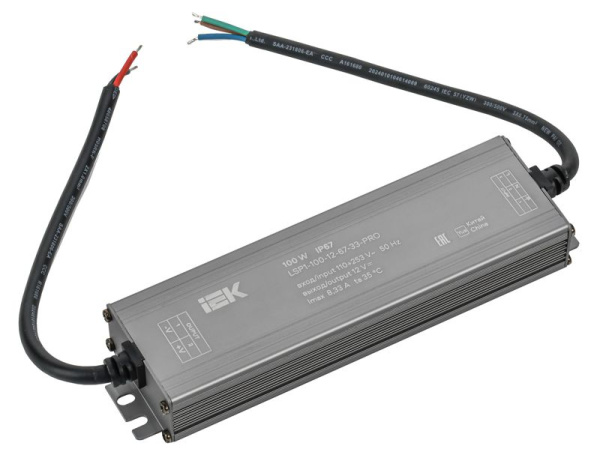 Драйвер LED ИПСН-PRO 5050 100Вт 12В блок-шнуры IP67 IEK LSP1-100-12-67-33-PRO