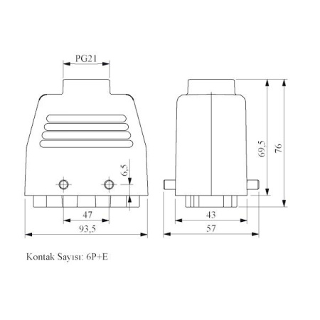 Розетка 6 полюсов 35А EMAS EBM606PU30
