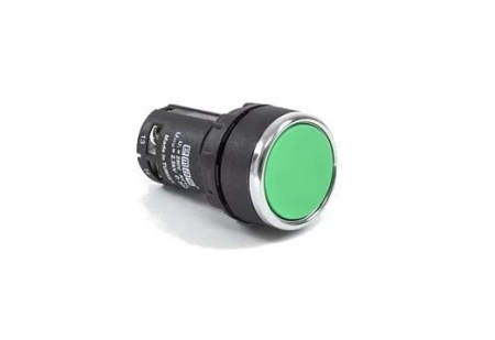 Кнопка нажимная моноблочная 22мм IP 40 2НЗ зел. EMAS MB202DY