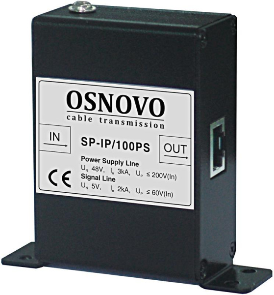 Устройство грозозащиты SP-IP/100PS для локал. вычислит. сети (скорость до 100Мбит/с) с защит. линий PoE OSNOVO 11338