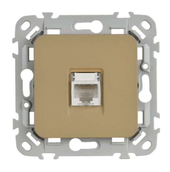 Розетка компьютерная СП FLITE РК5е-1-0-ФлХ RJ45 кат.5E UTP механизм хаки IEK FI-K12-1-K59