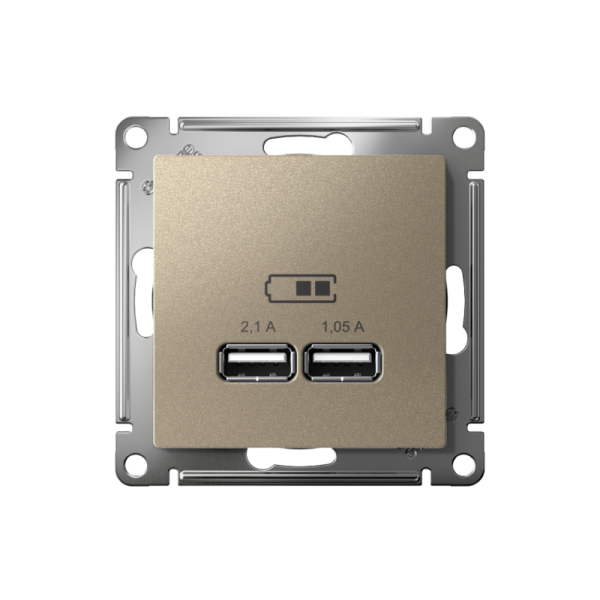 Розетка USB AtlasDesign тип A+A 5В 1х2.1А 2х1.05А механизм шампань SE ATN000533