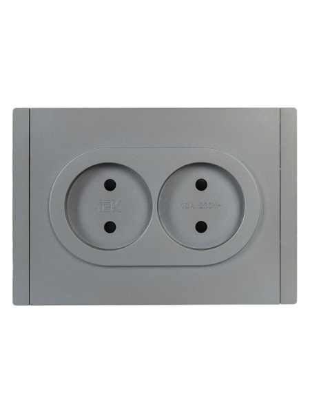 Розетка 2-м СП FORTE&PIANO FP525 10А без заземл. защ. шторки безвинт. крепл. сталь IEK FP-R23-10-1-K46