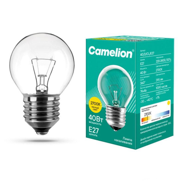 Лампа накаливания MIC D CL 40Вт E27 Camelion 9874