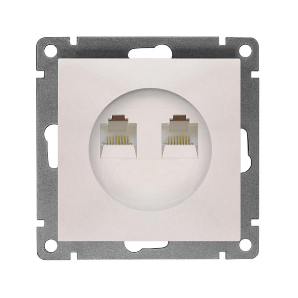 Розетка компьютерная 2-м СП Афина RJ45 кат.5E механизм жемчуж. Universal A1086-OBr