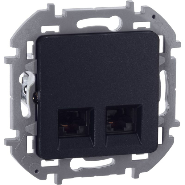 Розетка компьютерная 2-м Inspiria RJ45 кат.5E UTP антрацит IEK 673838
