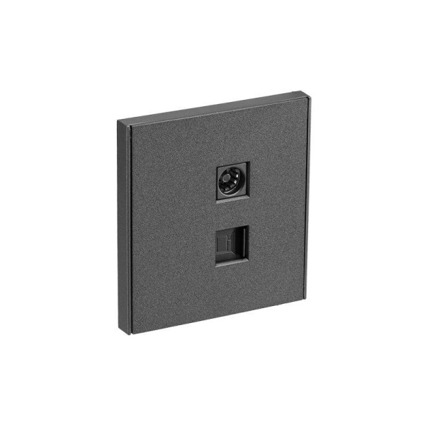 Розетка компьютерная + телевизионная СП STRONG RJ45 кат.6 + TV графит Kranz KR-78-0722-6