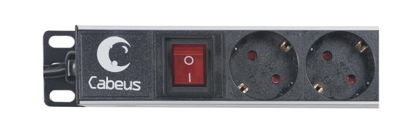 Блок розеток 12-м PDU-12P-2EU 16А евро/немецк. стандарт с выкл. шнур 2м для 19дюйм шкафов алюм. Cabeus 7295c